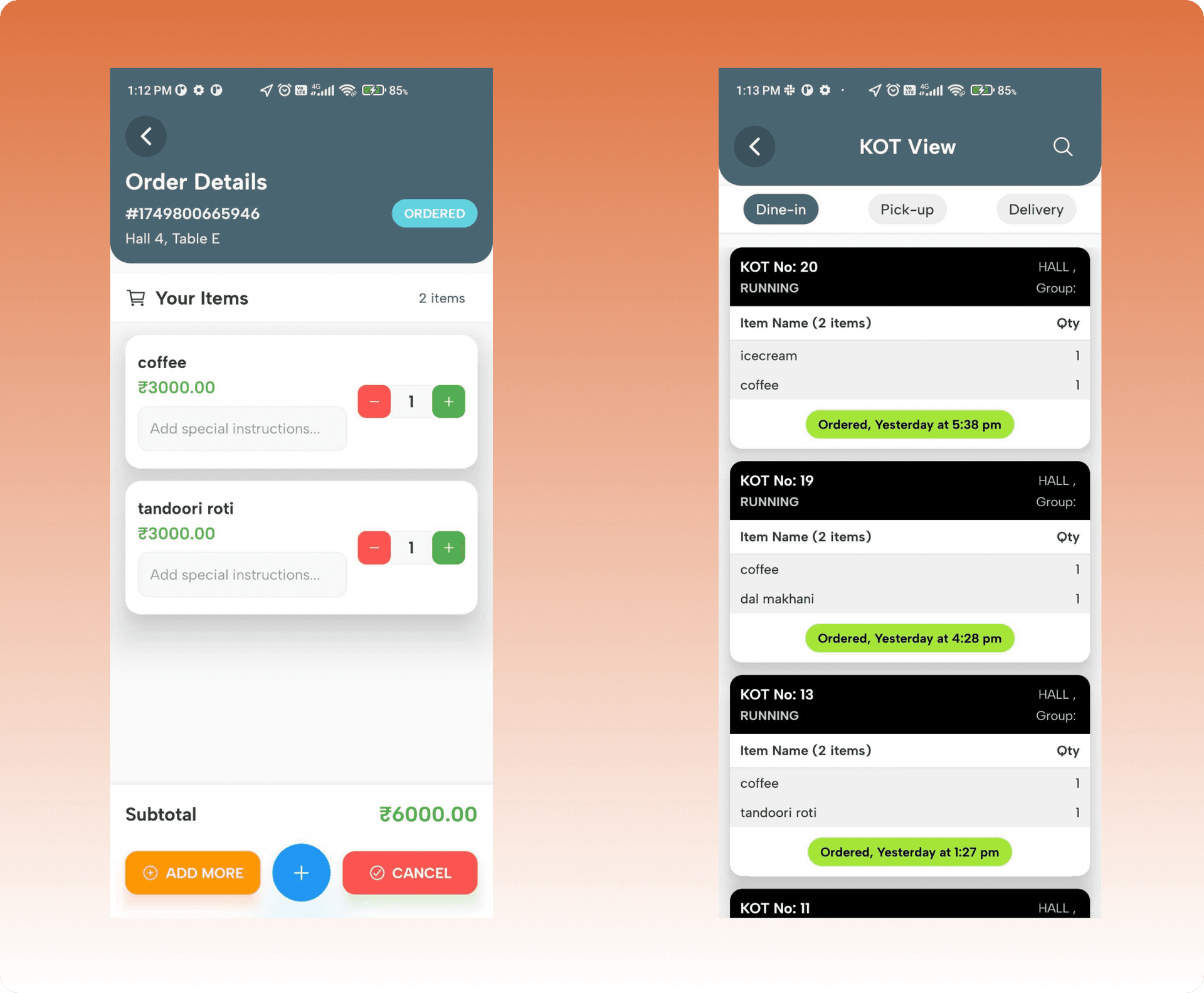 Instant KOT Generation